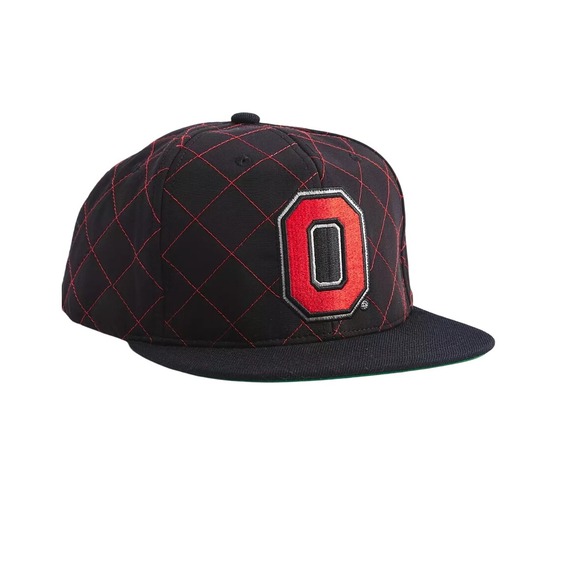 Mitchell & Ness Ohio State Quilted Taslan Snapback Hat – New/Buckeyes Black Red - Picture 2 of 4